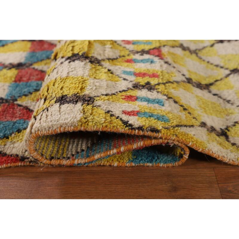 All-Over Moroccan Area Rug Handmade Wool Carpet - 8'11" x 12'9"