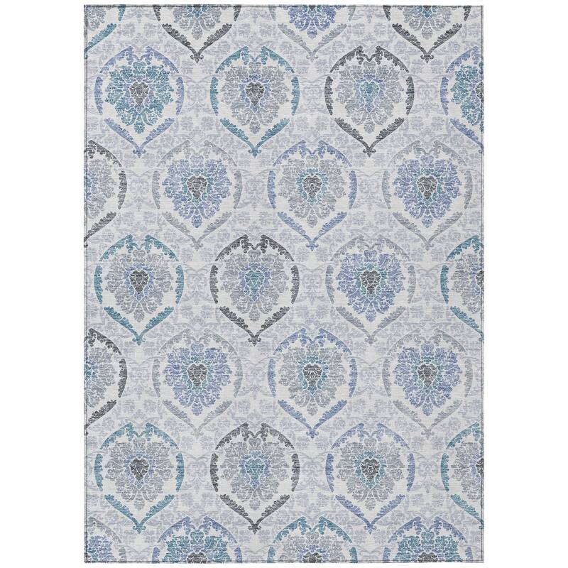 Machine Washable Indoor/ Outdoor Chantille Traditional Damask Rug