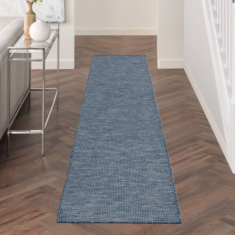 HomeRoots 12' Navy Blue Power Loom Runner Rug - 12' Runner
