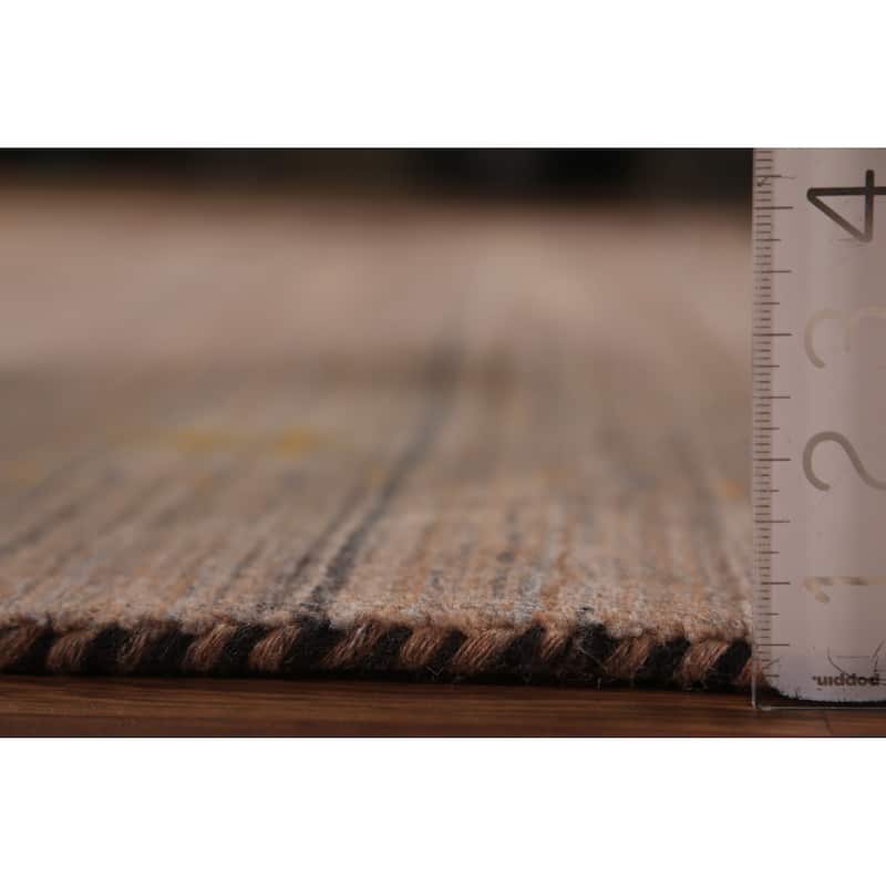 Striped Gabbeh Oriental Area Rug Handmade Brown Wool Carpet - 8'0" x 9'9"