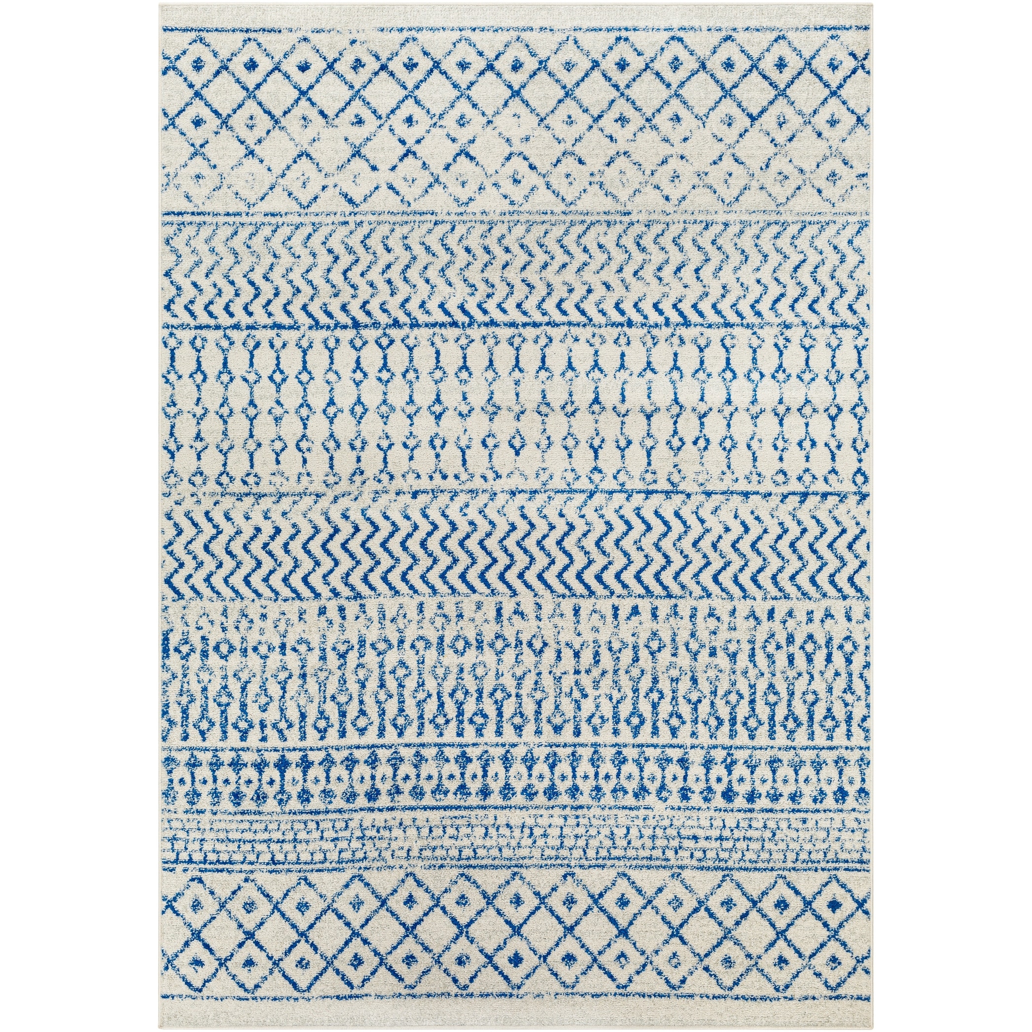 Edie@Home Indoor and Outdoor Light Blue Raffia Geometric