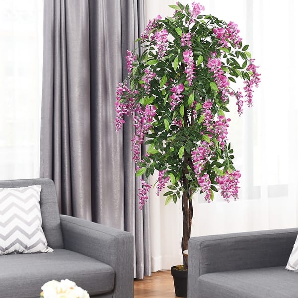 6 Feet Fake Wisteria Tree Artificial Greenery Plants for Home Office ...
