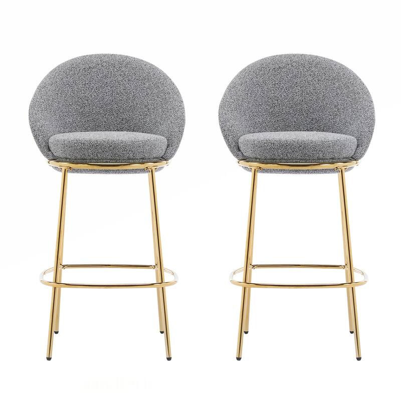2PCS Fabric Round Metal Bar Stools