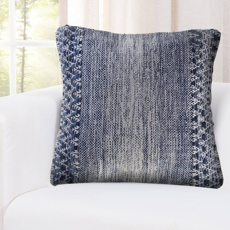 Sevita Blue and Ivory Textured Throw Pillow