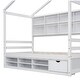 preview thumbnail 56 of 57, Wooden House-shaped Twin House Bed with Bedside Built-in Storage Shelves,Under Bed Storage,Kids and Baby
