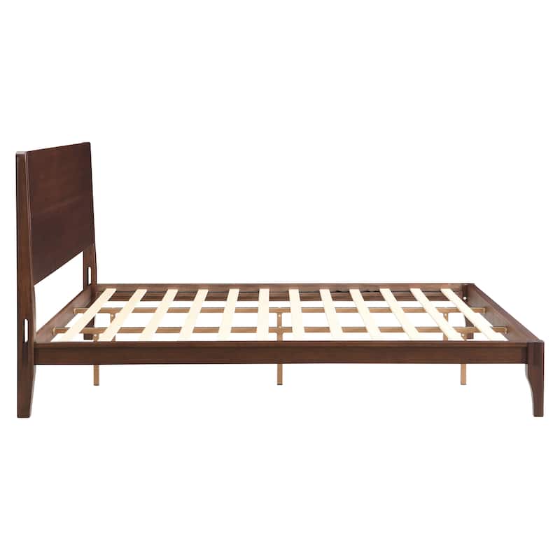 Full/Queen/King Bamboo Platform Bed, Mid-Century Modern Bed Frame with Tall Headboard, Wood Slat Support, No Box Spring Needed