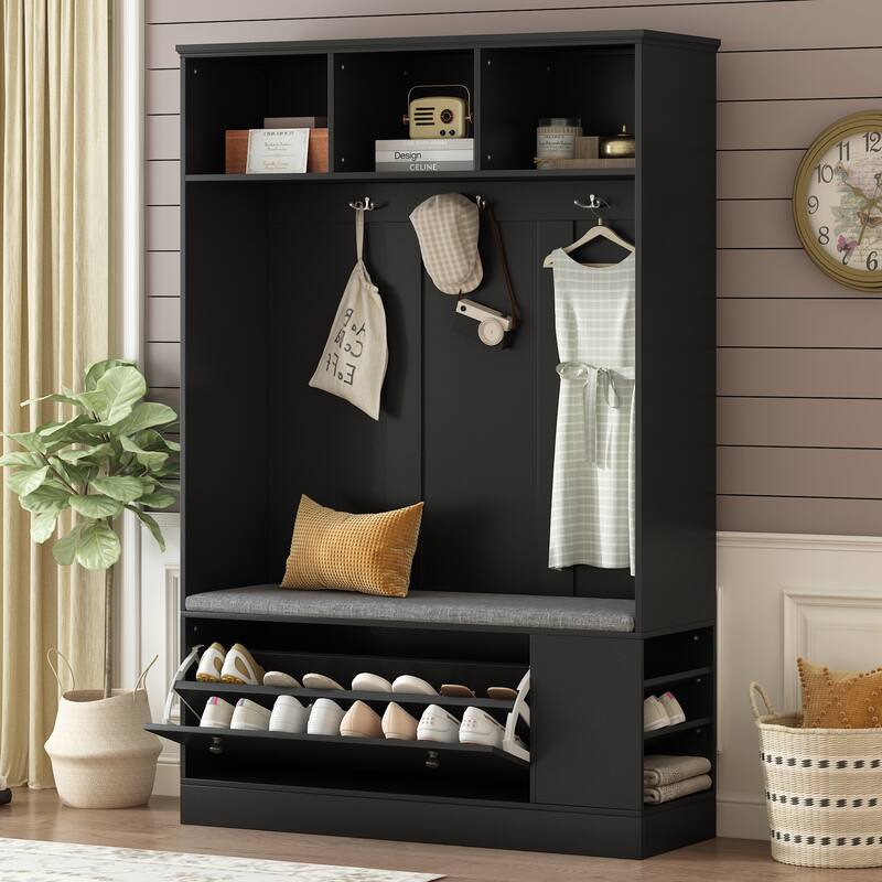 Entryway Bench With Coat Rack