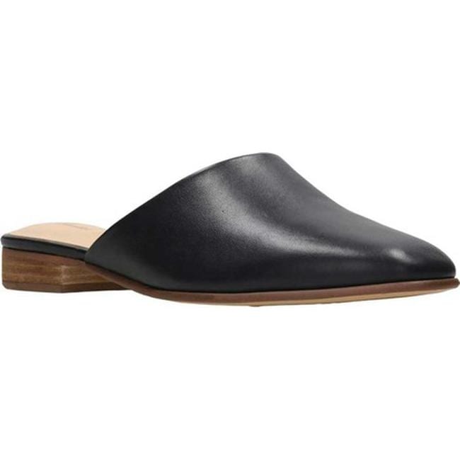 clarks black leather mules
