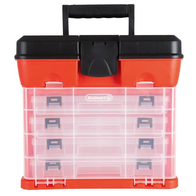 Storage and Toolbox- Durable Organizer Utility Box with 4 Compartments by Stalwart