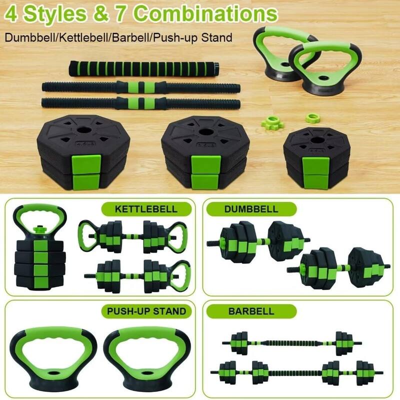 88lbs/66lbs Adjustable Kettlebell Set, 4 in 1 Adjustable Dumbbell Set Used as Kettlebells, Barbell, Push up Stand, Octagon