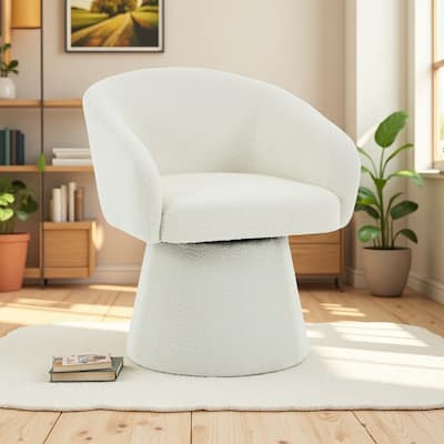 Boucle 360° Swivel Barrel Chair with Ergonomic Support