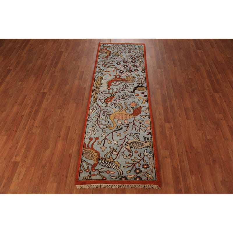 Traditional Ziegler Indian Runner Rug Hand-Knotted Wool Carpet - 2'6"x 7'11"