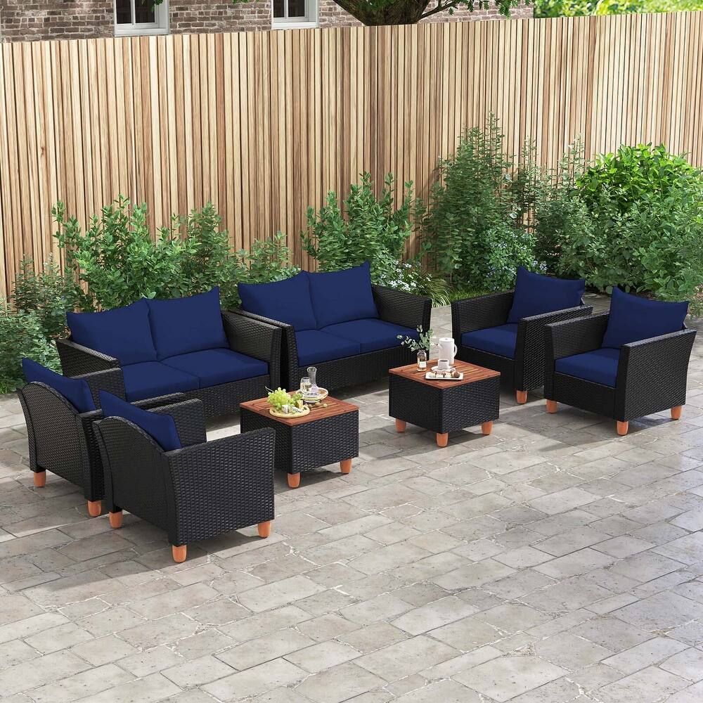 Costway 8 PCS Wicker Patio Furniture Set with Removable Cushions - See Details