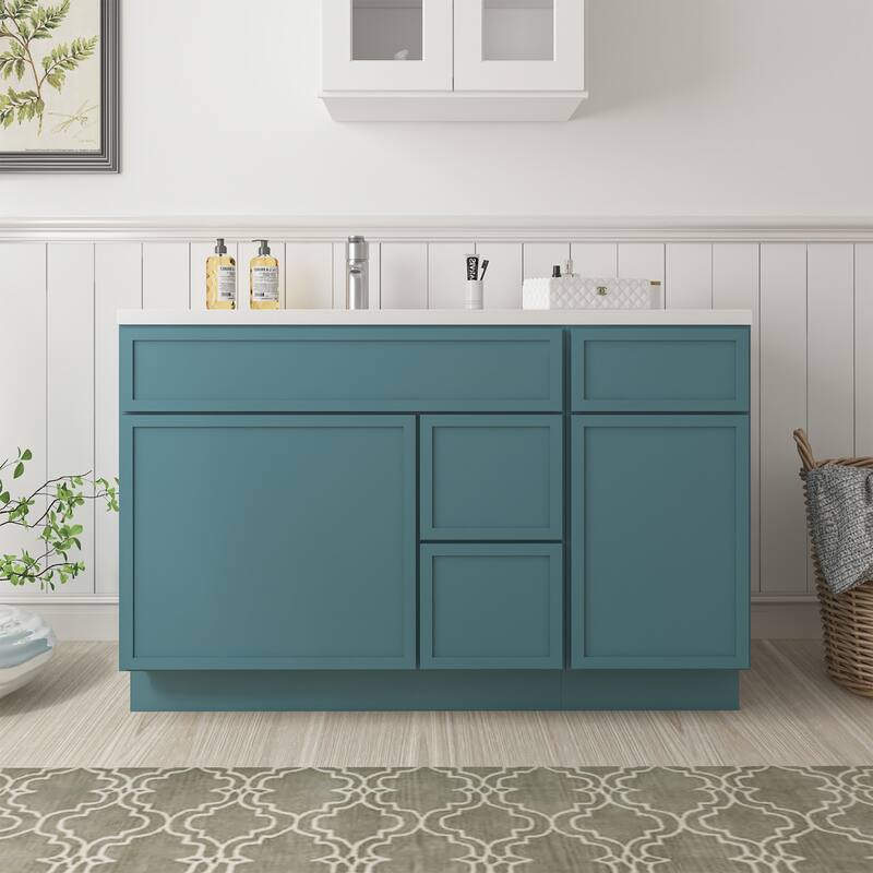 Vanity Art 51" Birch Freestanding Bathroom Vanity Cabinet without Top - Green