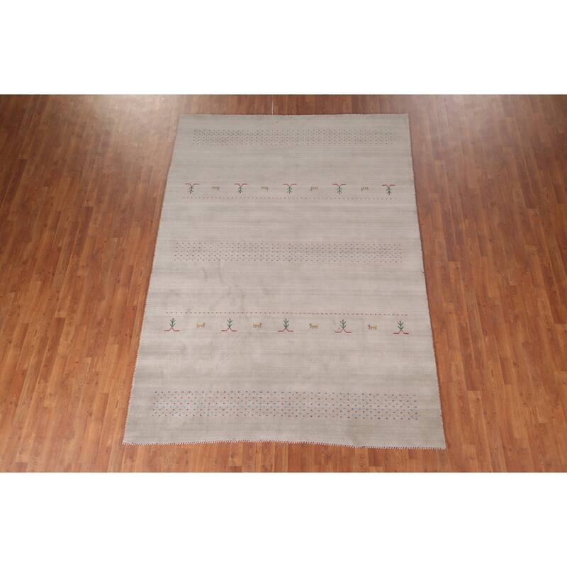 Gabbeh Indian Area Rug Handmade Tribal Wool Carpet - 6'8"x 9'6"