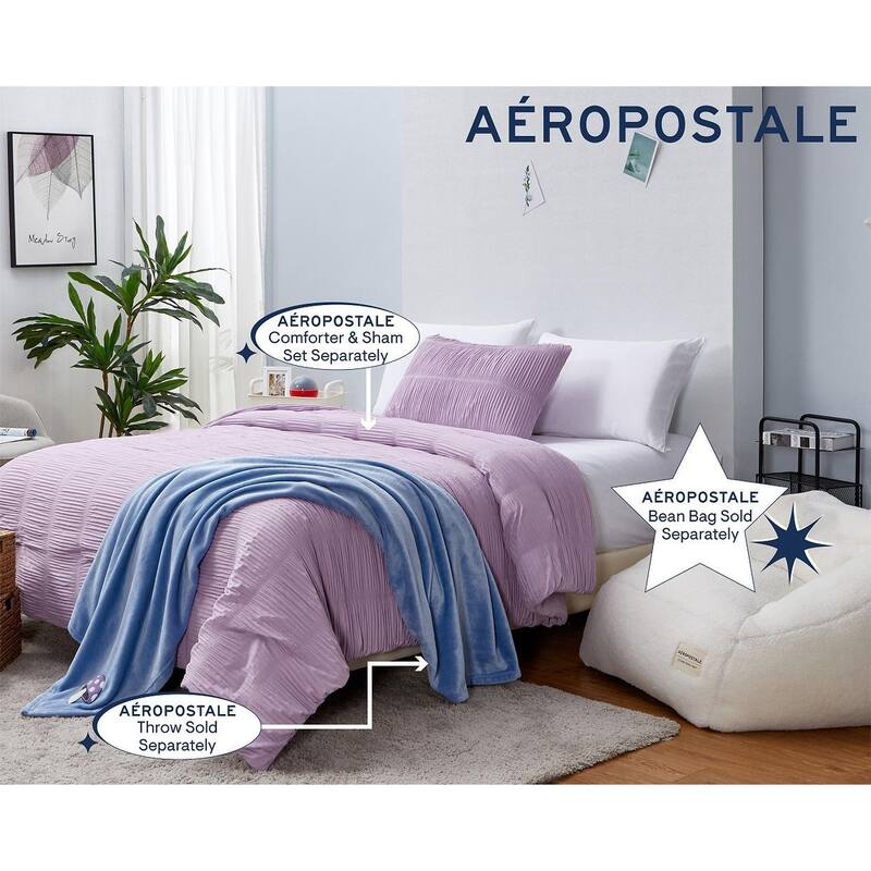 Aeropostale 50"x70" Luxurious Blue Soft Plush Oversized Throw Blanket with Decorative Mushroom Patch