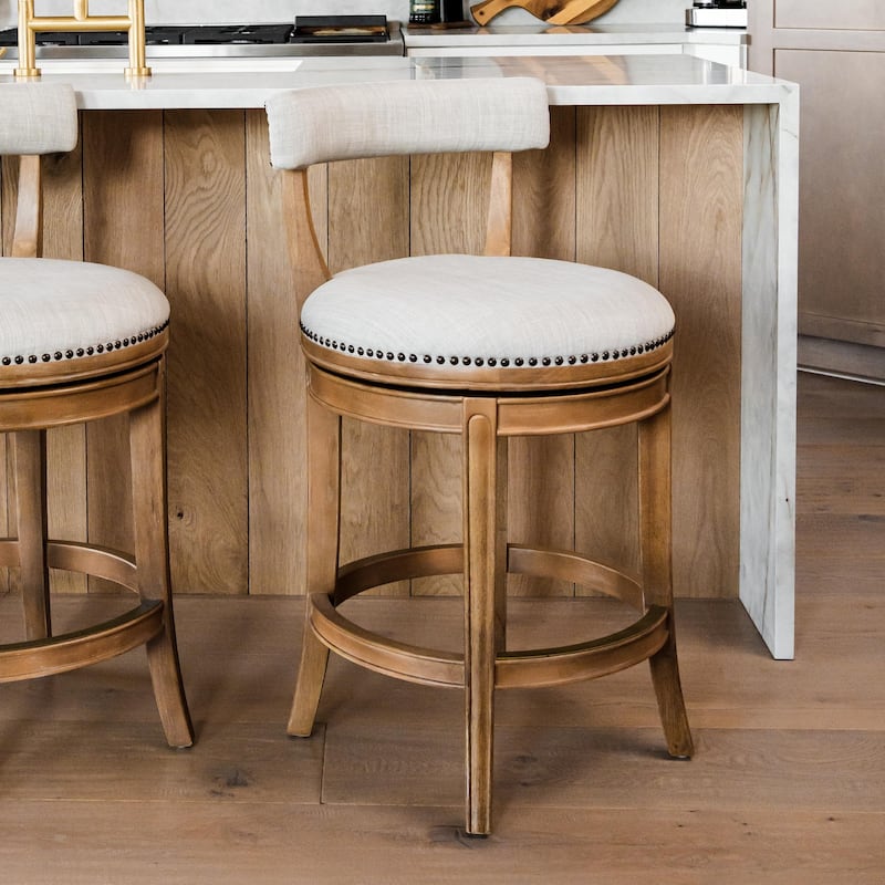 Maven Lane Alexander Swivel Kitchen Stool - Weathered Oak - Counter Height