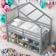 preview thumbnail 10 of 16, Twin Size Loft Bed with Under Bed Shelving Storage Unit,Guardrails,Ladder Grey