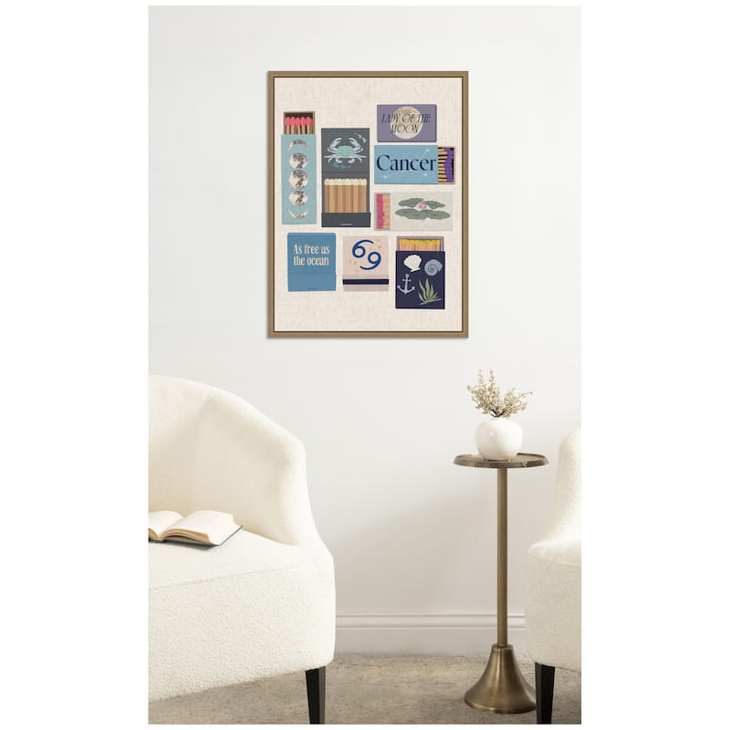 Kate and Laurel Cancer Matchbook Linen FC by Megan Ryan Framed Canvas Wall Art Print