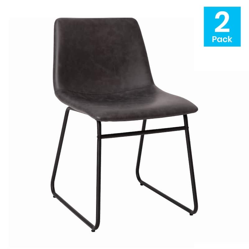 18 Inch Indoor Dining Table Chairs, LeatherSoft Upholstery-Set of 2