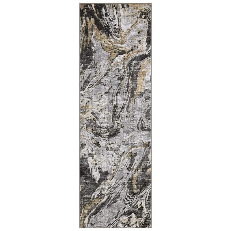 Modern Abstract Area Rug Washable Non-Slip Low Pile Rugs for Living Room Bedroom