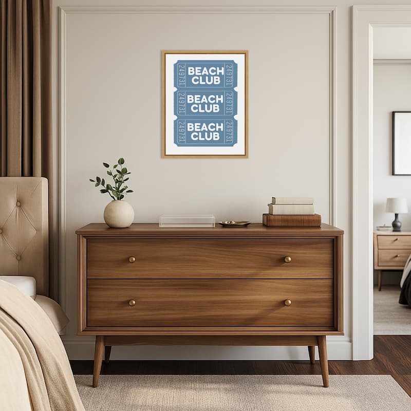 Beach Club Tickets by Jolly and Dash (16 x 20 in.), Framed Canvas Wall Art Print