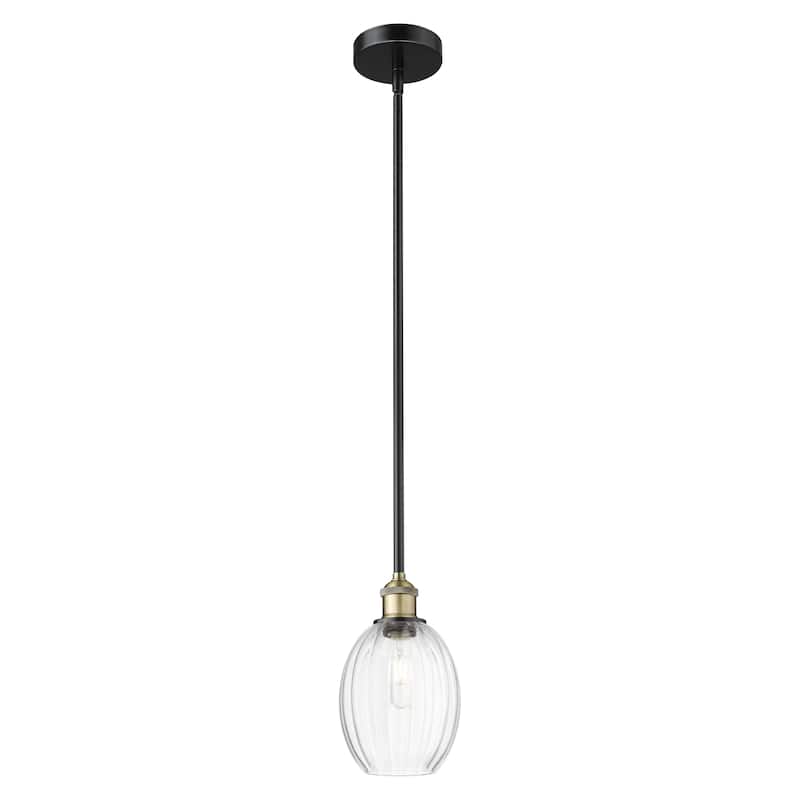 Innovations Lighting Endless Possibilities Edison - Preston - 1 Light 6" Bulb Shade Stem Hung Mini Pendant - Clear/Black Antique Brass