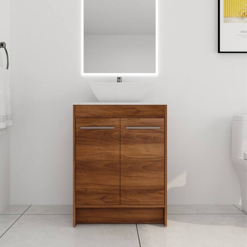 ARTCHIRLY 24/36/48/60 Inch Bathroom Vanity with Sink, Freestanding Bathroom Vanity with Soft Close Door and Shelf