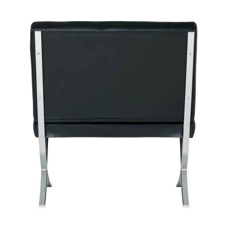 Attriom Bonded Leather and Metal Armless Mid Century Accent Chair - 30.25 x 26 x 34.75"