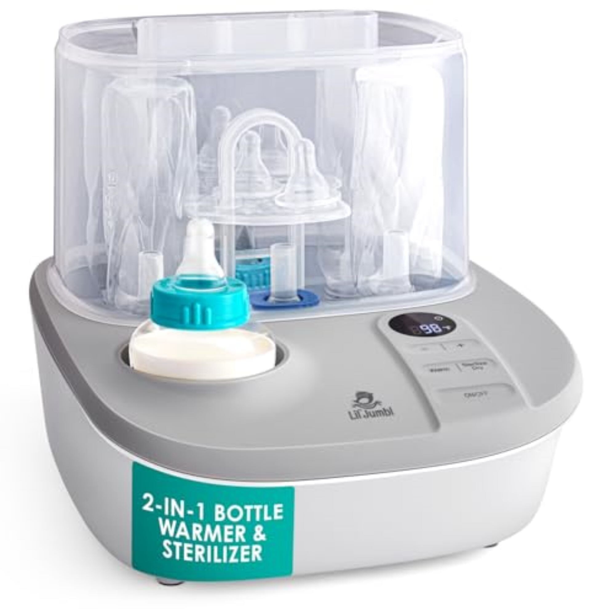 Lil' Jumbl 2-in-1 Baby Bottle Warmer & Sterilizer with Auto Shut