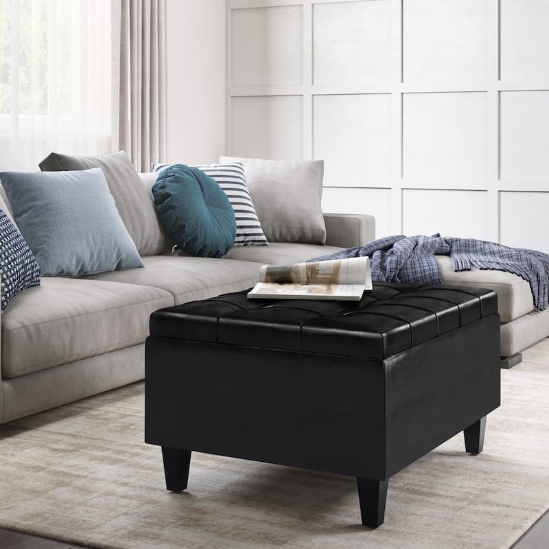 WYNDENHALL Elliot Transitional Table Ottoman - 34"w x 26"d x 18 "h - Midnight Black