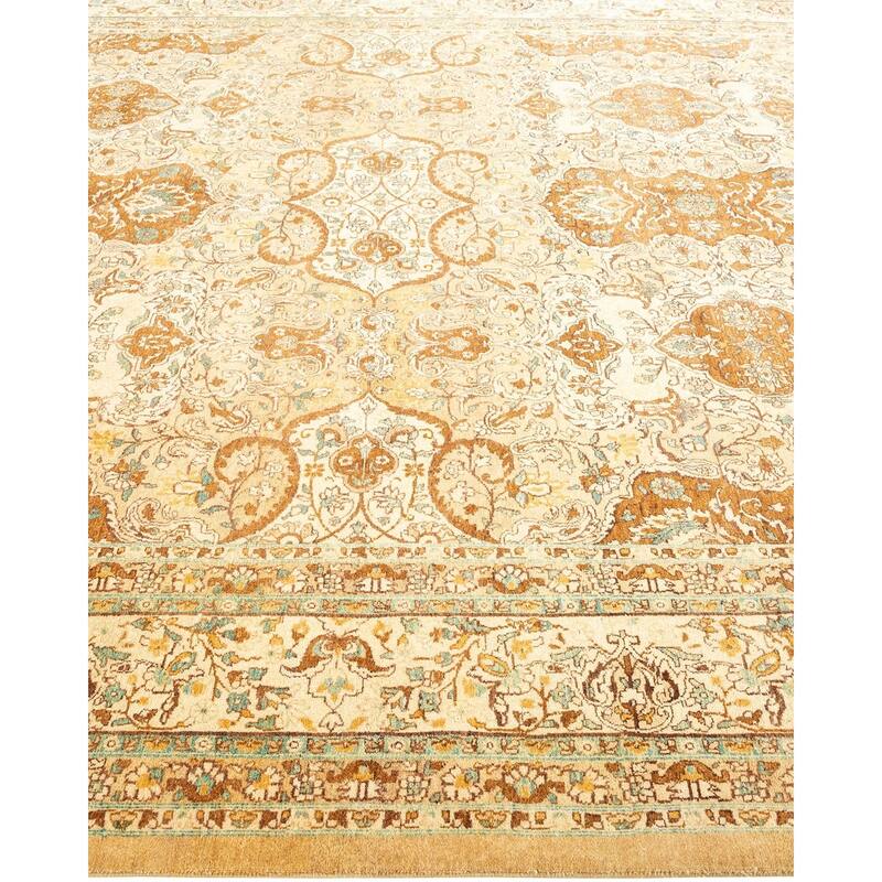 Overton Hand Knotted Wool Vintage Inspired Traditional Mogul Yellow Area Rug - 8' 3" x 10' 8"