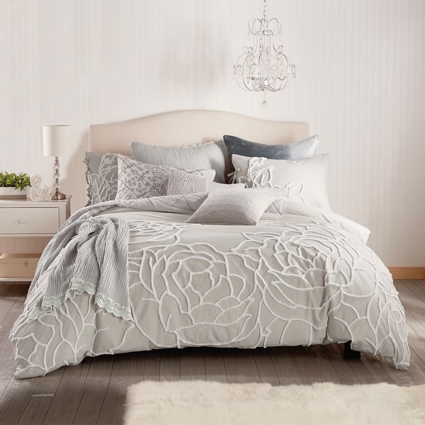 slide 2 of 12, Peri Home Chenille Rose Comforter Set Grey - Full - Queen