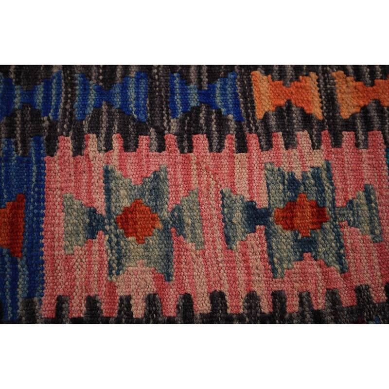 South Western Orange Kilim Oriental Area Rug Hand-Woven Wool Carpet - 10'2" x 12'11"
