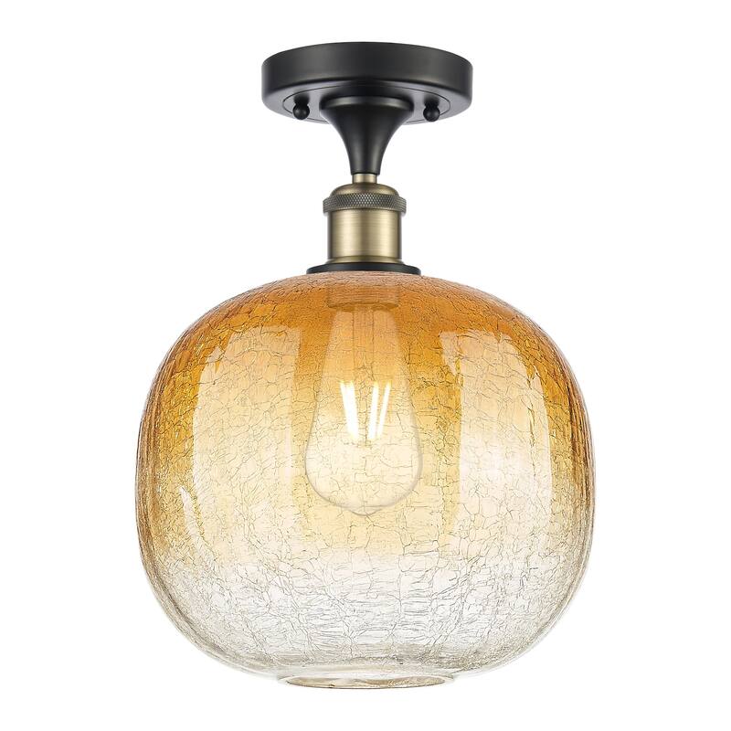 Innovations Lighting 516-1C-13-11 Brookhaven Sphere Semi-Flush - Black Antique Brass / Amber