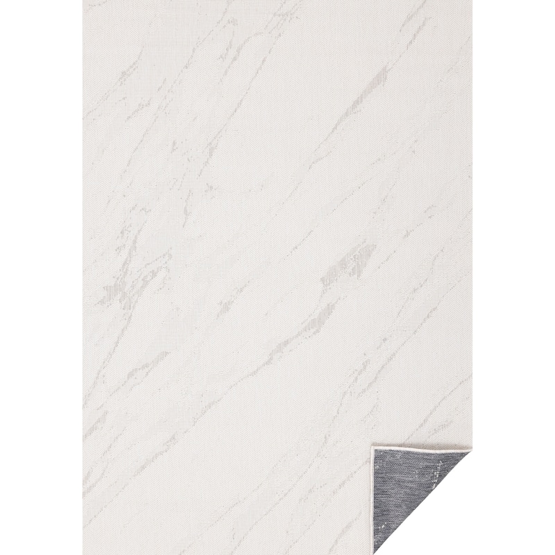 Brooke Collection - Cream Grey Reversible Marble Swirl Indoor/Outdoor Area Rug
