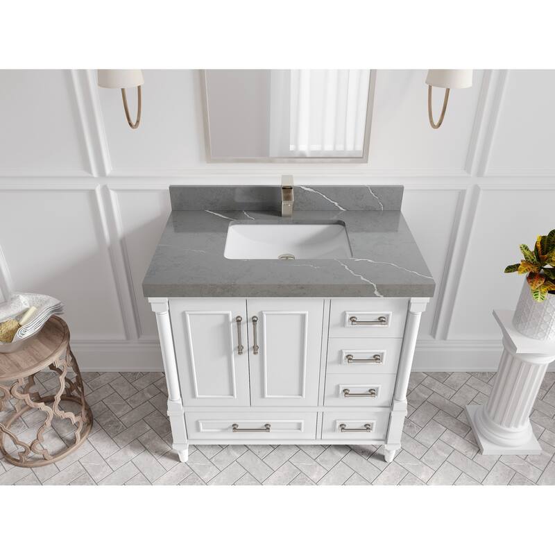 Willow Collections 36 in. W x 22 in. D Aberdeen Center Sink Left Bathroom Vanity with Countertop