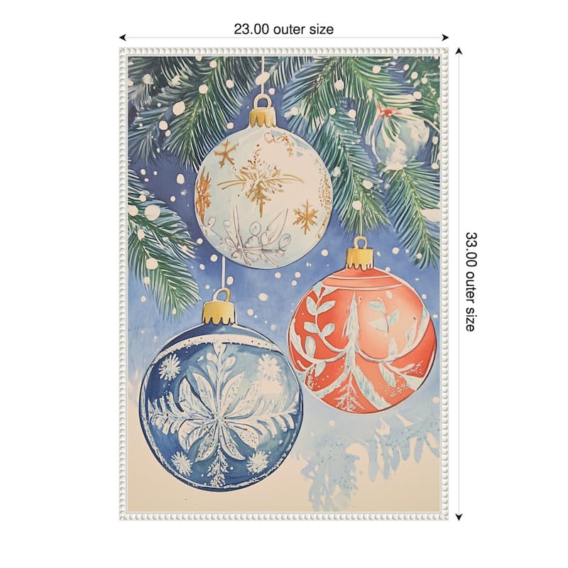 Christmas Ornaments II by Melloi Art Prints (23 x 33 in.), Framed Canvas Wall Art Print - Sylvie Beaded White