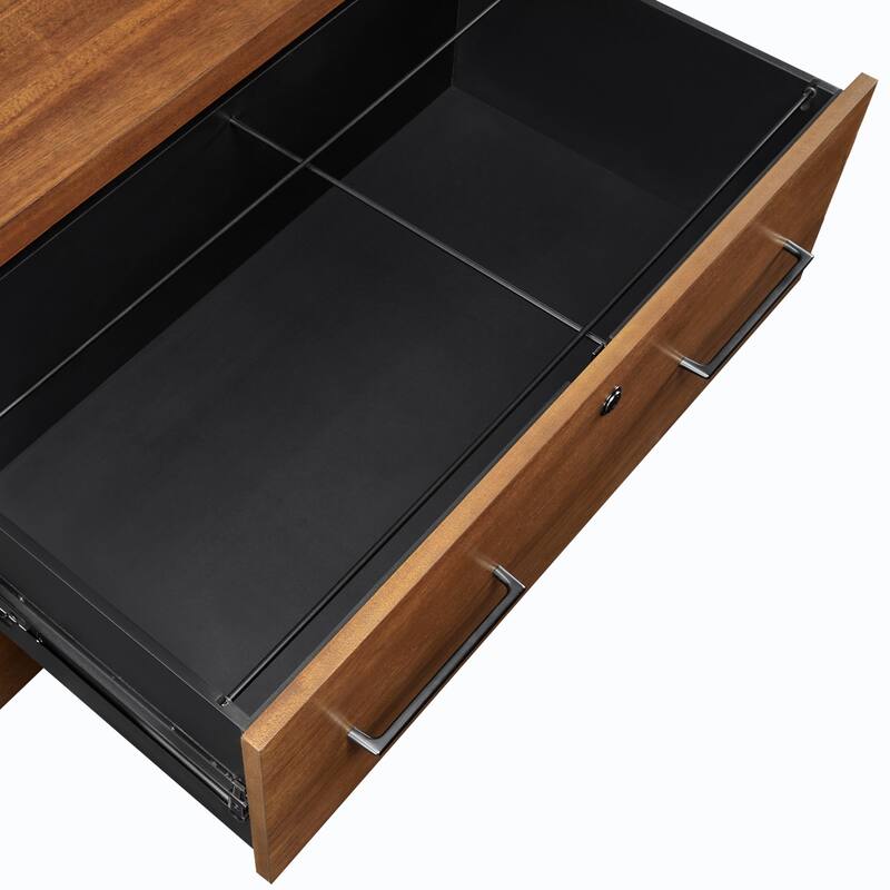 Modern Wood Lateral File, Office Lateral File, Storage File Drawer, Fully Assembled, Rich Medium Brown
