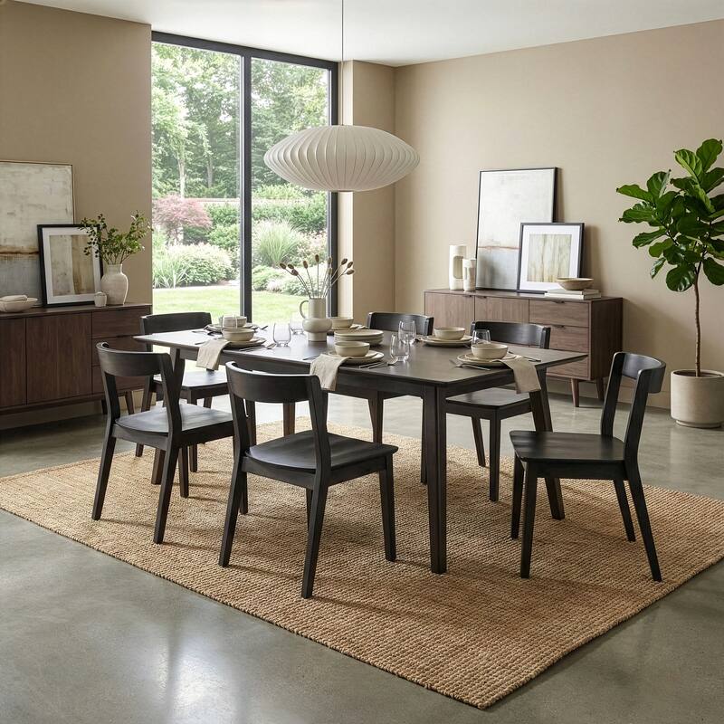 Set of 2 Astor Black Solid Wood Chair with Curved Back