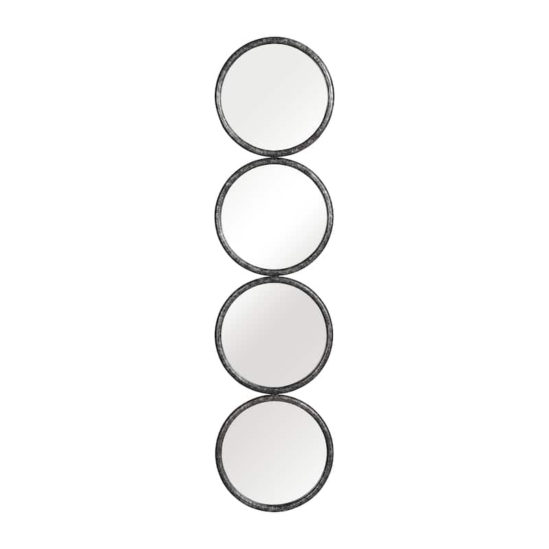 Sagebrook Home Modern Four Circle Black Iron Wall Mirror for Vertical or Horizontal - 12" x 1" x 48"
