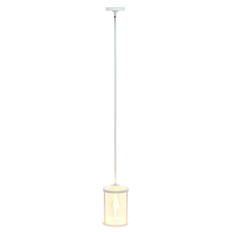 Adjustable Pendant Light - Metal & Glass 1-Light - Kitchen Island, Foyer, Hallway - White Finish - 9.5