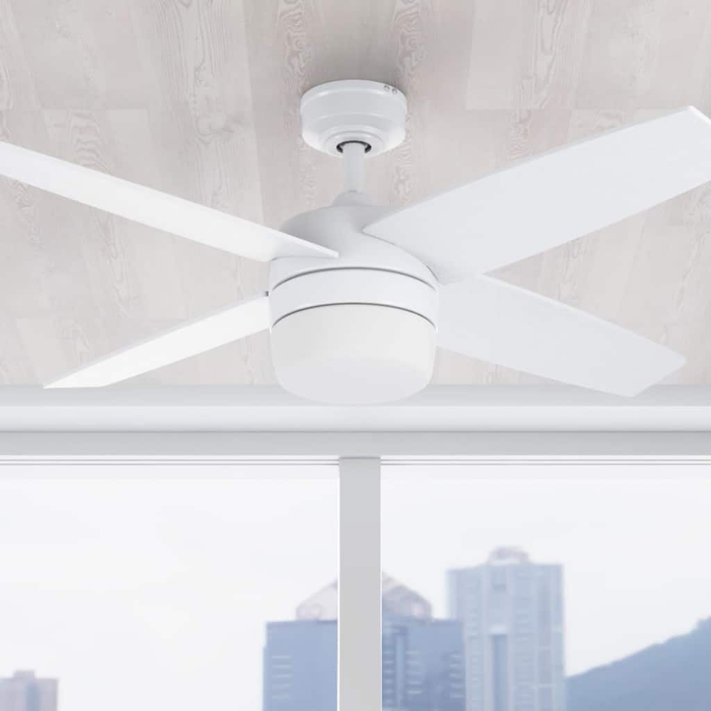 44" Prominence Home Atlas Bright White Modern Indoor LED Ceiling Fan with Light and Remote Control