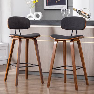 Porthos Home Elio Fabric Bar Stools with Wooden Legs, Set of 2