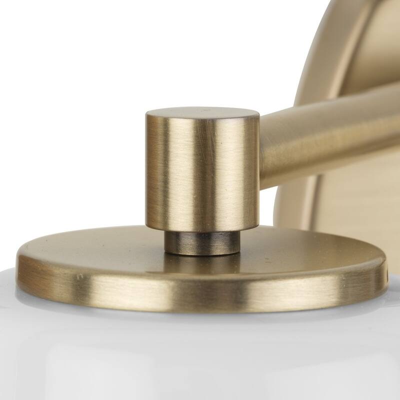 Haven Collection Two-Light Vintage Brass Opal Glass Luxe Industrial Bath Light - 16 in x 6.75 in x 7 in