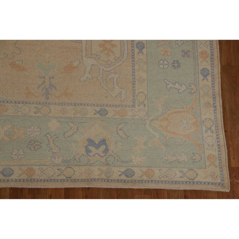 Hand Knotted Oriental 100% Wool Carpet Transitional All-Over Peach Oushak Area Rug - 10' 0'' X 8' 4''