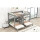 preview thumbnail 13 of 16, Pine Wood Bunk Bed, 4-Shelf Storage, Built-in Ladder, 3 Beds in 1