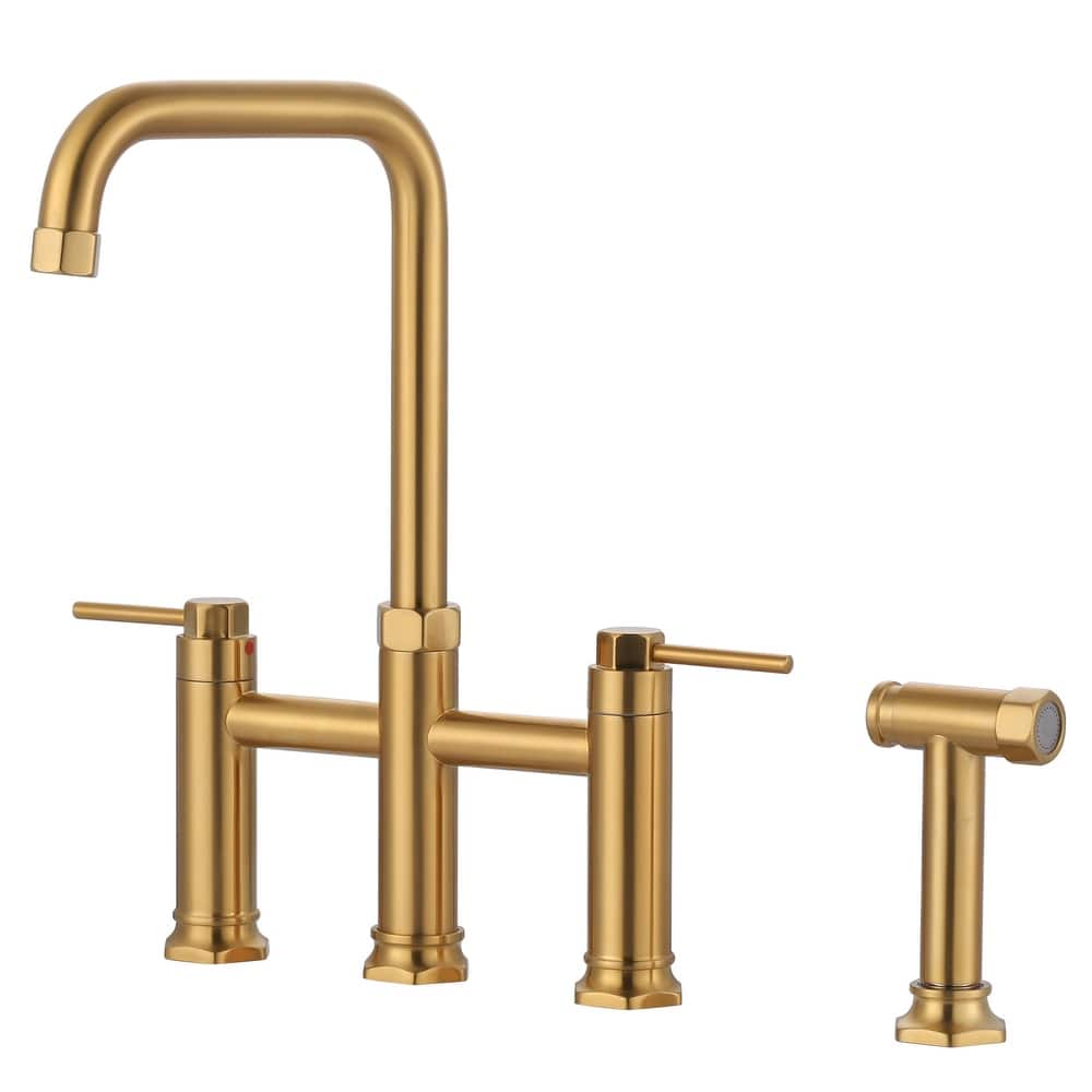 WOWOW Minimalist Bridge Kitchen Faucet with Side Sprayer