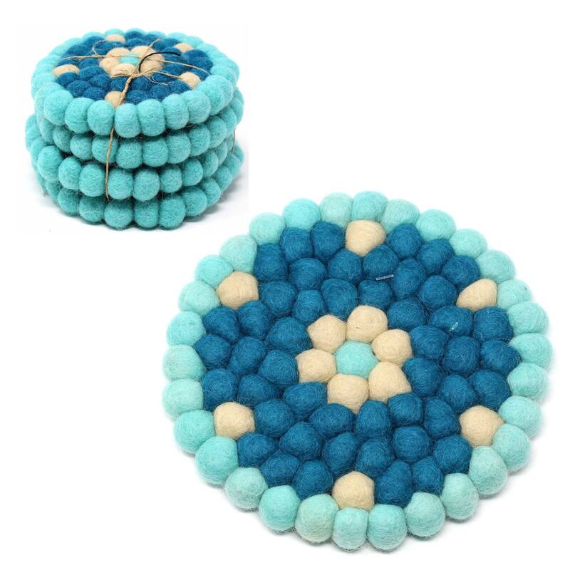 Handcrafted Felt Trivet & Coaster Set, Rose Quartz