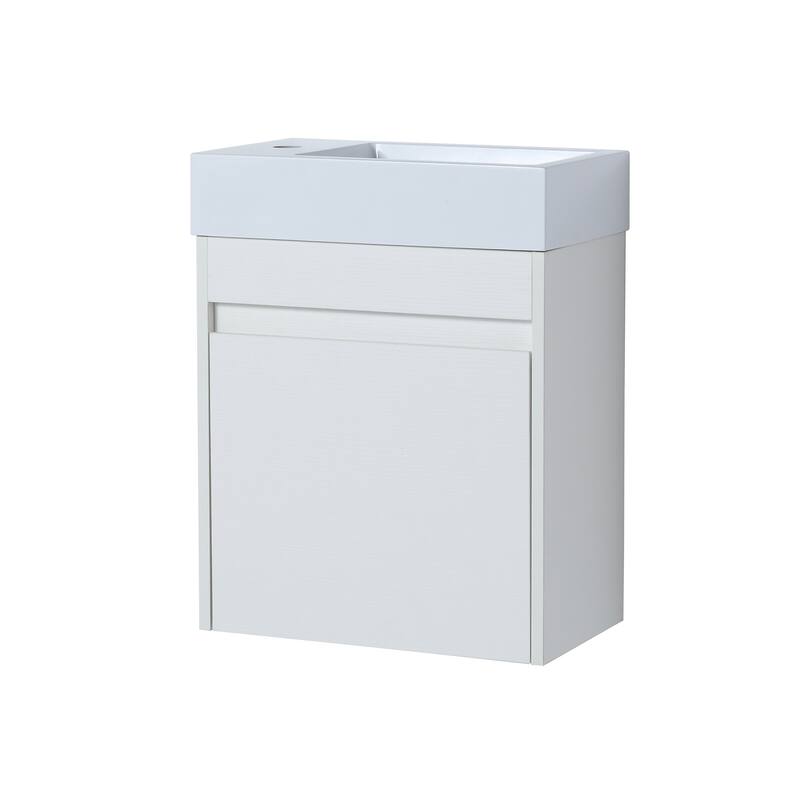 18'' Floating Wall-Mounted Bathroom Vanity with White Resin Sink ,Soft-Close Cabinet Door